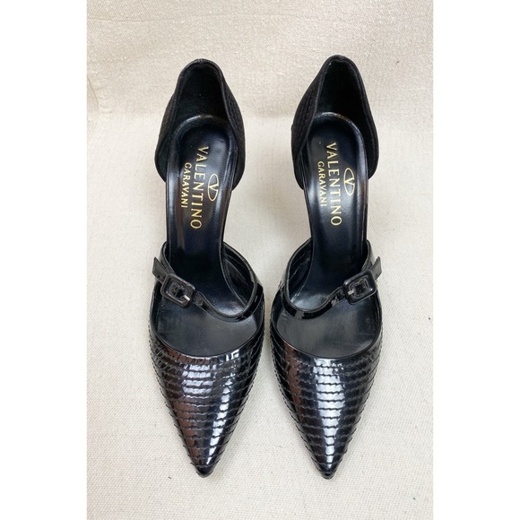 Valentino Black Quilted Patent leather and suede Pumps